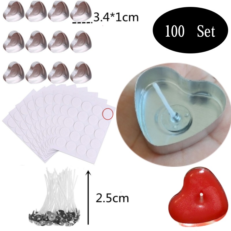 Candle Containers - 100 zestawów w kształcie serca Puste