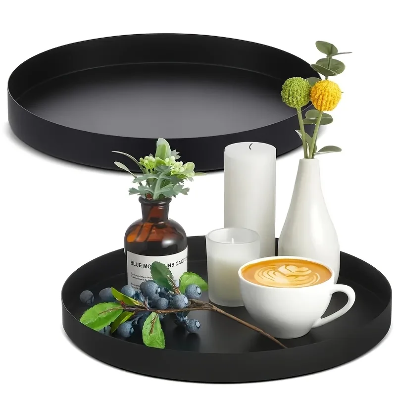 Silk Candle - 1 szt. Nowoczesna czarna okrągła taca