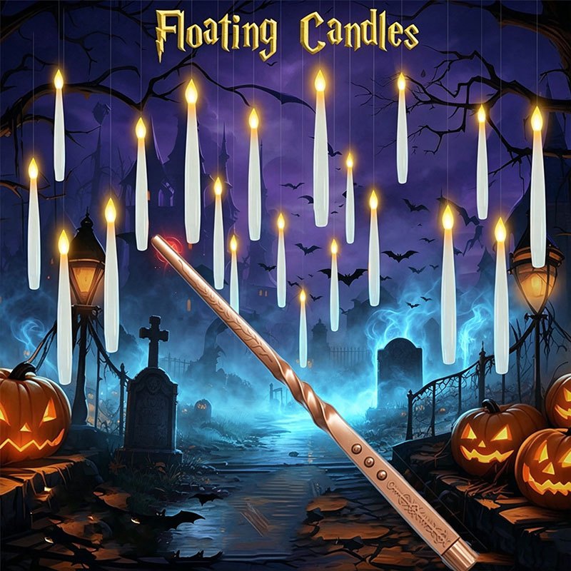 Silk Candle - Magiczne pływające świece z różdżką, bezpłomieniowe